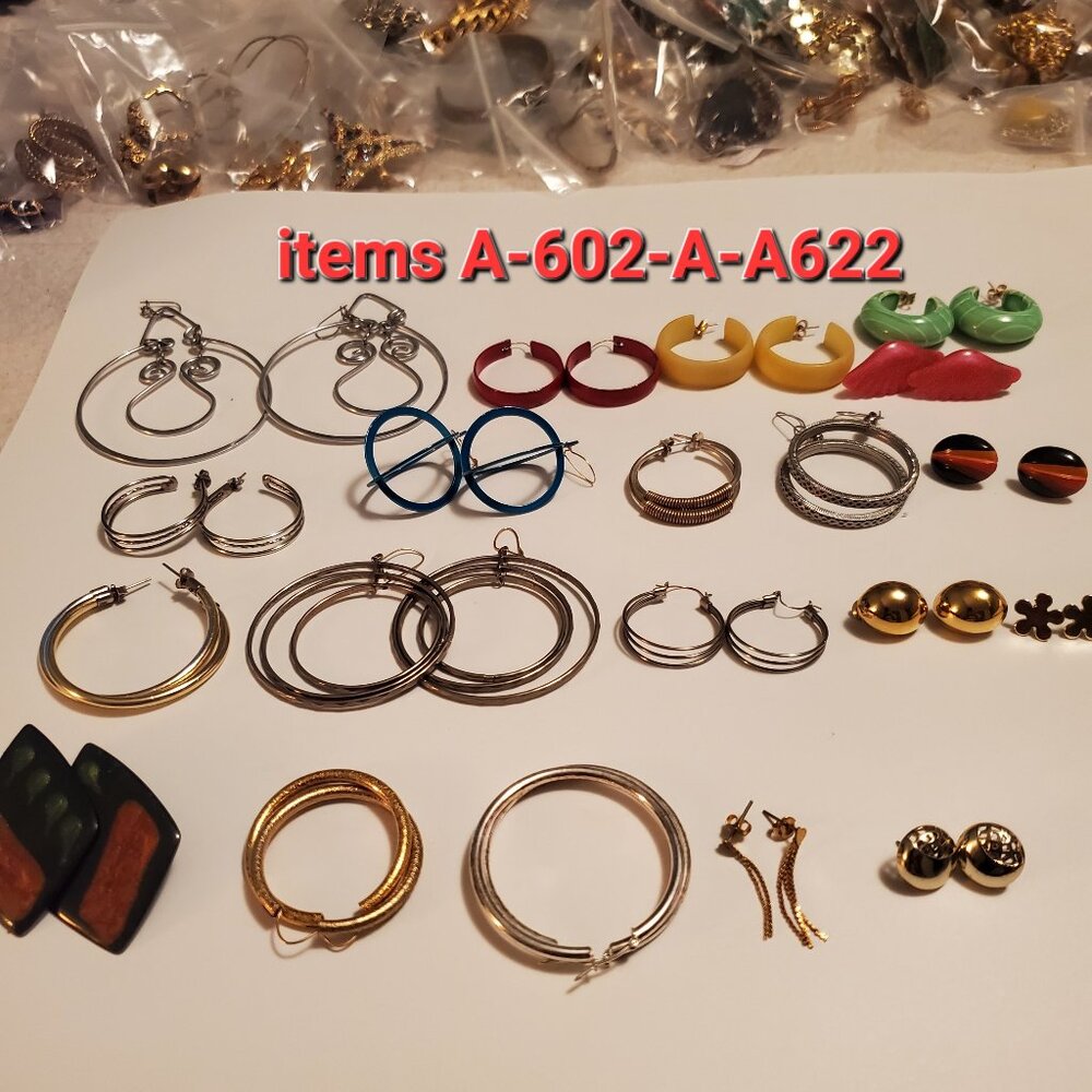 20 pair of Earrings, items # A-602-A-622, wt. about 120 grams.